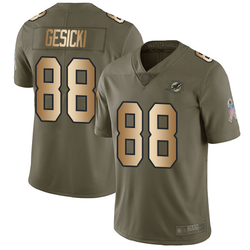 Nike Miami Dolphins #88 Mike Gesicki Olive Gold Youth Stitched NFL Limited 2017 Salute to Service Jersey->youth nfl jersey->Youth Jersey